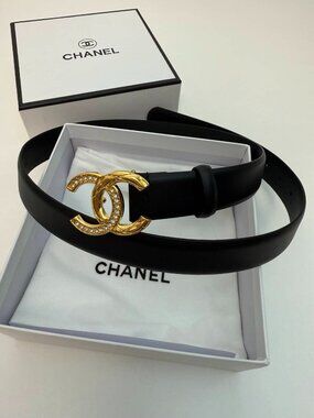 Chanel Black Leather Belt